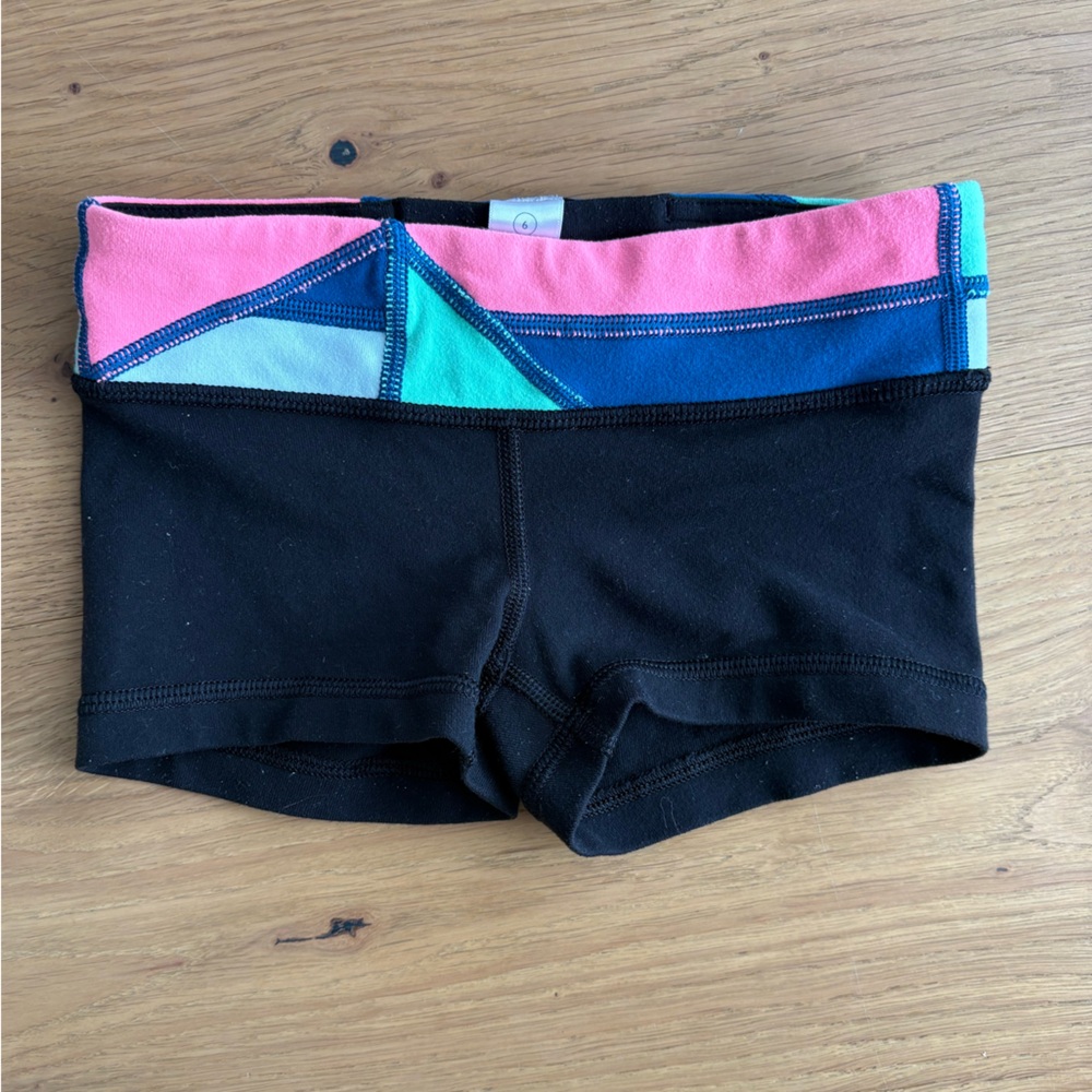 Ivivva Black Shorts with Pink, Blue, Aqua & Light Blue Waistband